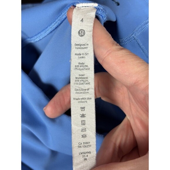 Lululemon Leggings Bright Blue 4 Skinny Pocket Drawstring Stretch Raw Hem - Picture 2 of 11